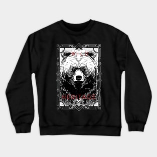 Bear Grizzly Wild Nature Illustration Line Epic Illustration Line Art Crewneck Sweatshirt